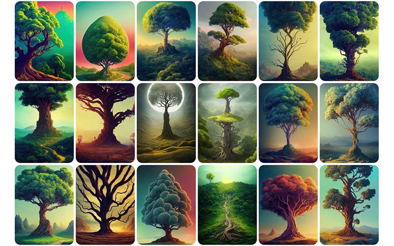 Collage of tree images for 190 Surreal Trees Stock Photos
