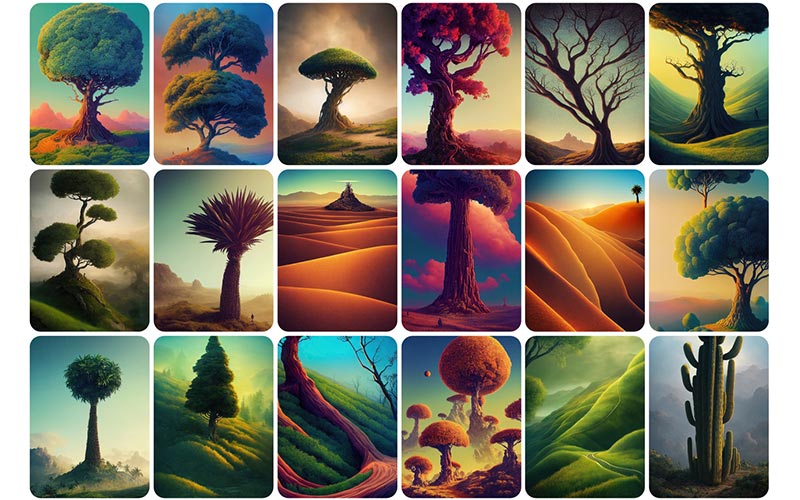 Collage of tree images - stock photos of trees