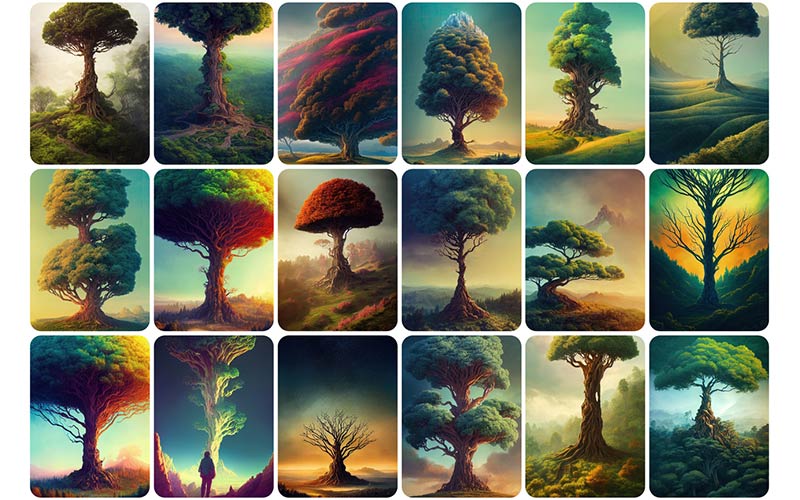 Collection of a number of bright looking trees - stock photos of trees