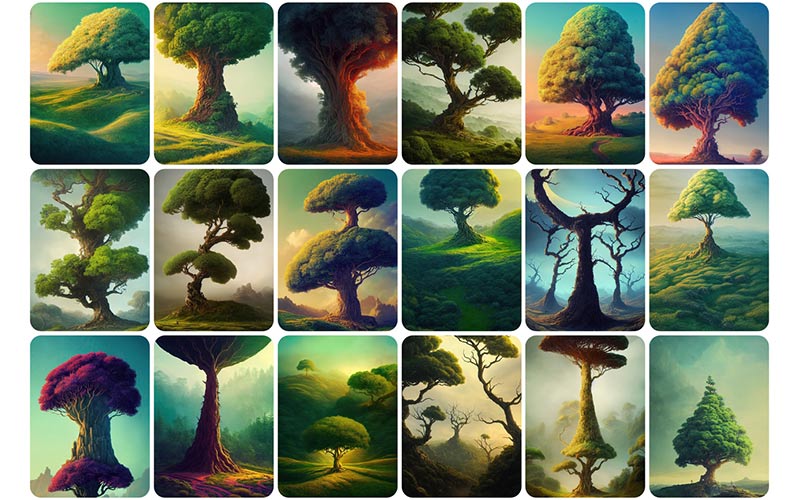 Trees of various design and backgrounds in 190 Surreal Trees Stock Photos