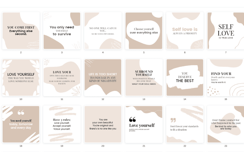 A collage of templates related to motivation in Social Media Templates pack
