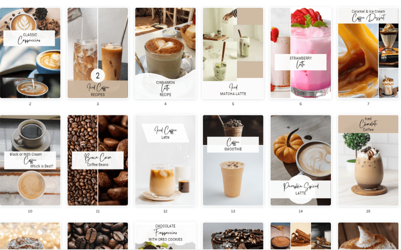 A collage of templates related to iced coffee in Social Media Templates pack