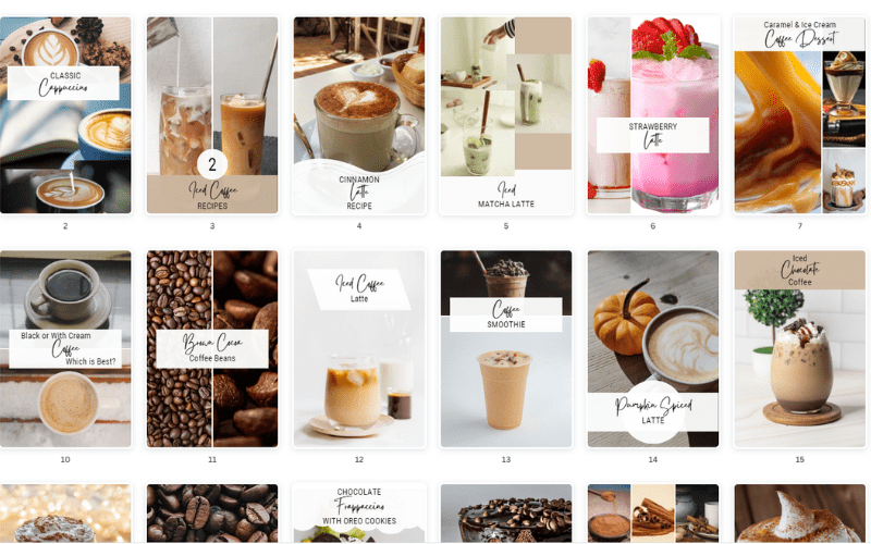 A collage of templates related to iced coffee in Social Media Templates pack - social media post pack
