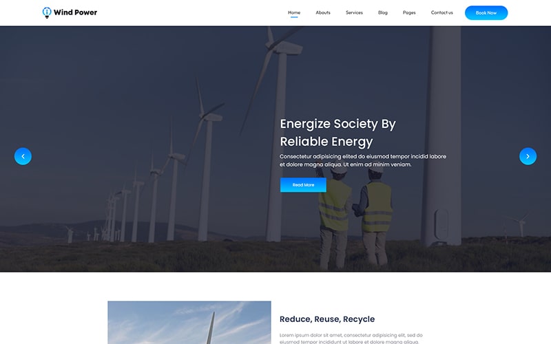 Wind Power template by website PSD templates to make websites