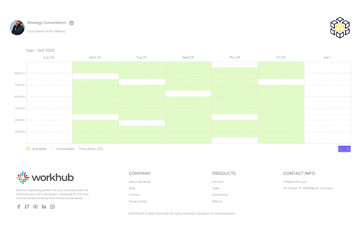Strategy Consultation in WorkHub Scheduling - appointment scheduling tool