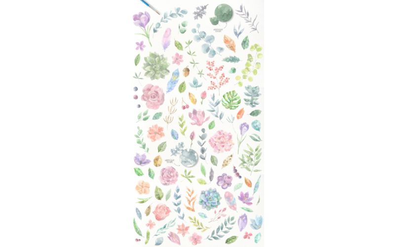Watercolor flowers in the bundle to be used