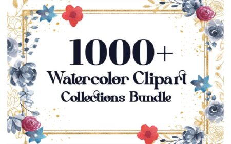 1000+ Watercolor Cliparts Collection Bundle banner