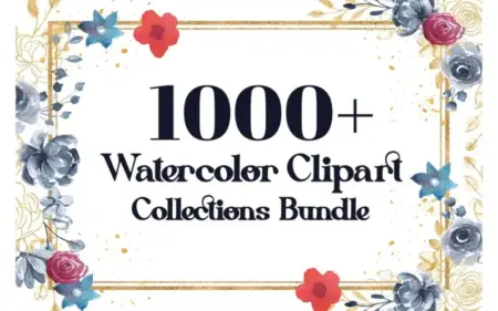1000+ Watercolor Cliparts Collection Bundle banner