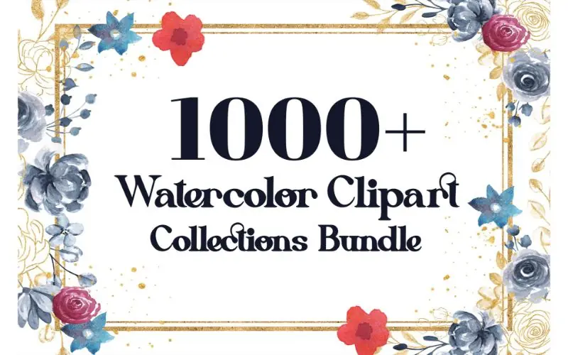 1000+ Watercolor Cliparts Collection Bundle banner