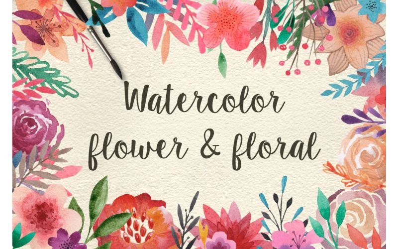 Flower & Floral watercolor designs banner - watercolor flower vector