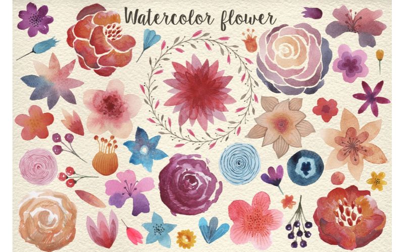 Watercolor flowers banner with typography