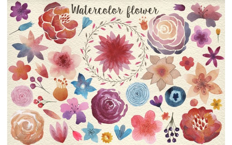 floral watercolor vector banner with typography