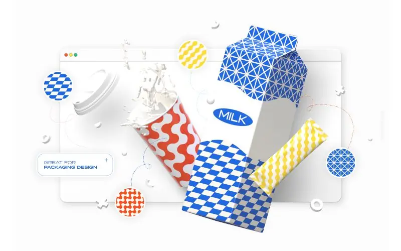 Branding and packaging made with these seamless designs