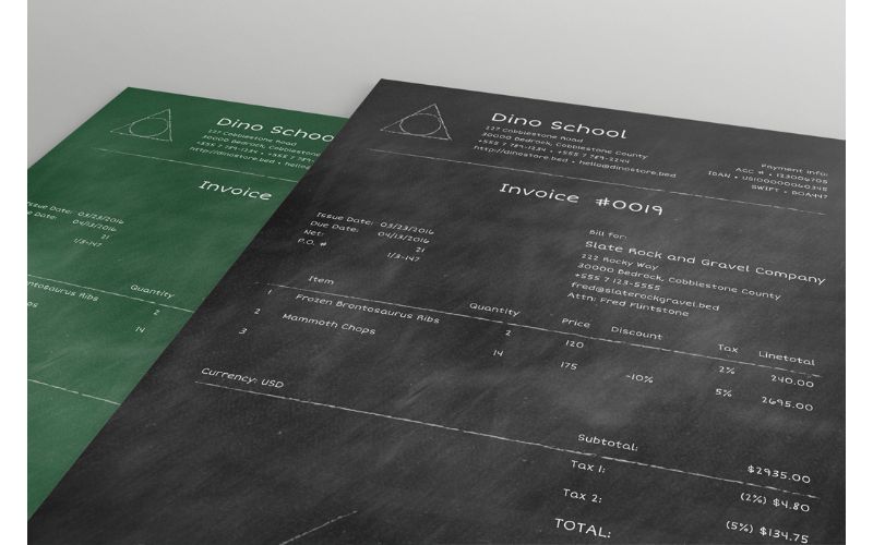 Chalkboard style invoice templates