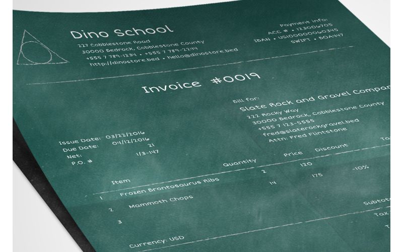 Chalkboard style invoice template in best invoice templates bundle