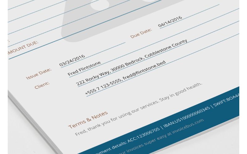 Invoice template mockup