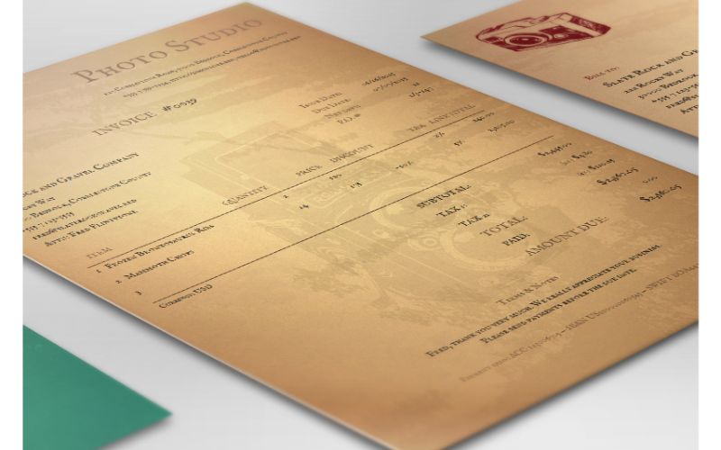 A retro invoice template mockup in best invoice templates bundle