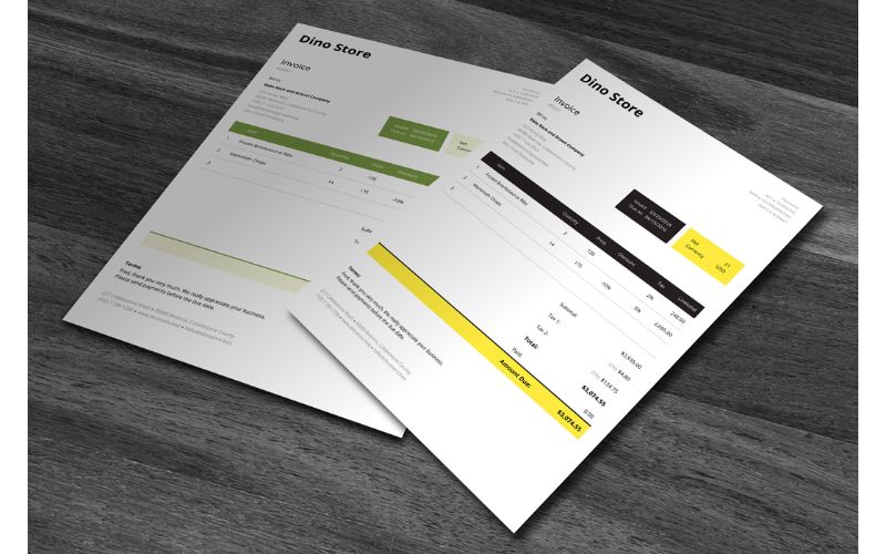 A couple of invoice templates mockup