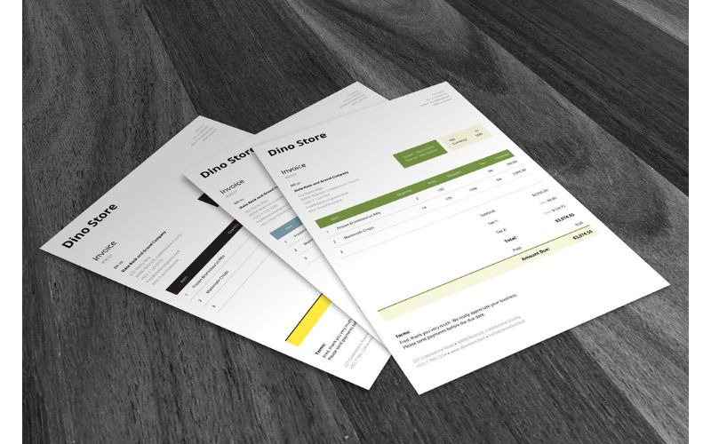 Three invoice templates mokcup