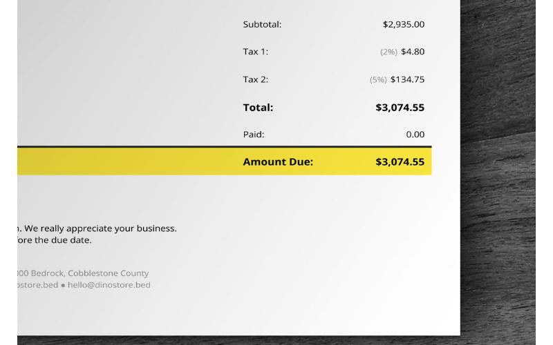 An invoice template mockup