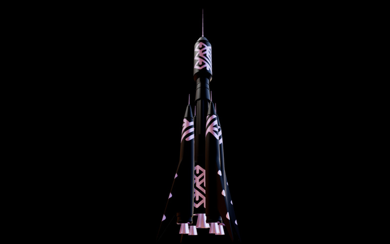 A rocket with dynamic logo