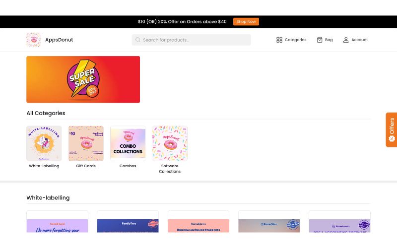 A site showing donuts made using KamusStores - online store Website builder