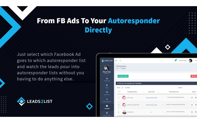 A prominent feature of Leads2List - get leads from facebook