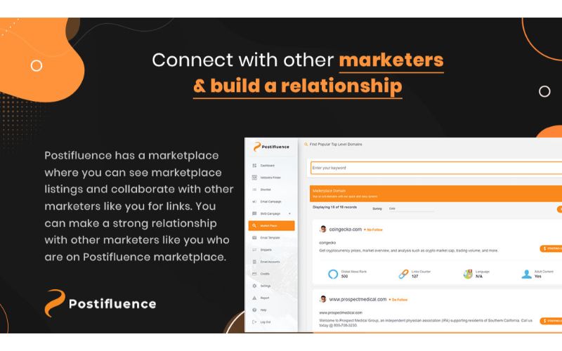 Feature telling to connect with marketers and build a relationship with a window in foreground