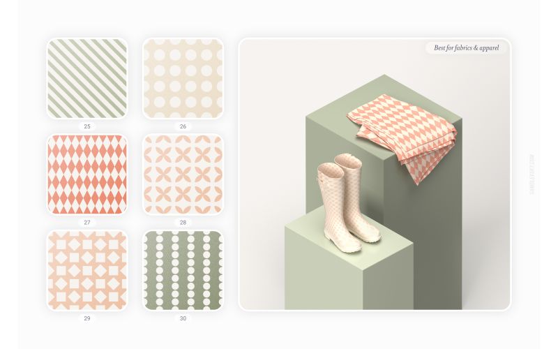 Fabrics and boots made with Retro Geometric Patterns