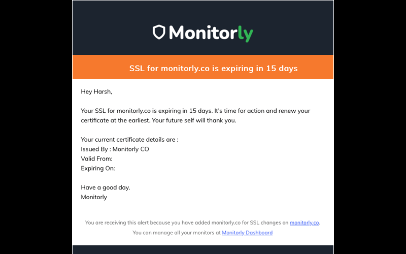 SSL Certificate Expiry Alert