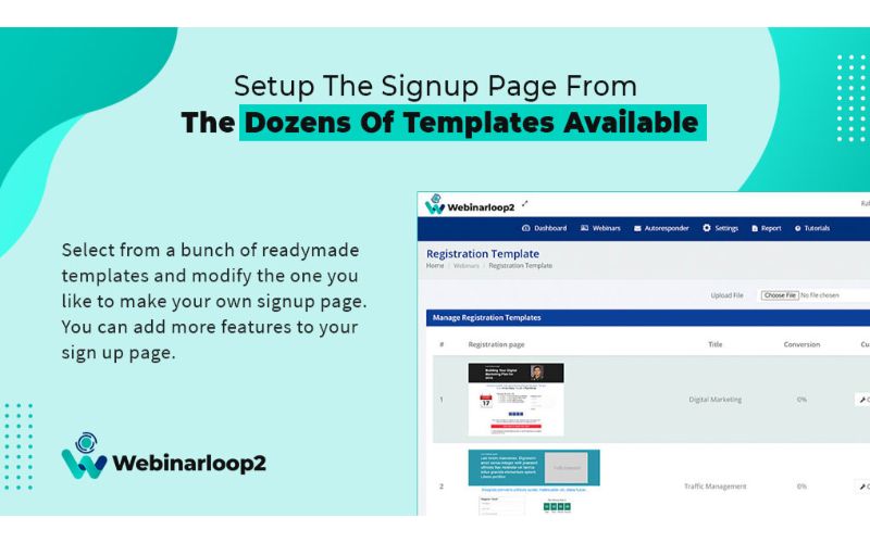 A screenshots of templates available to be used