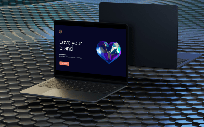 Product Preview - 3 Of 3D Love Shapes - Iridescent Heart in a Laptop