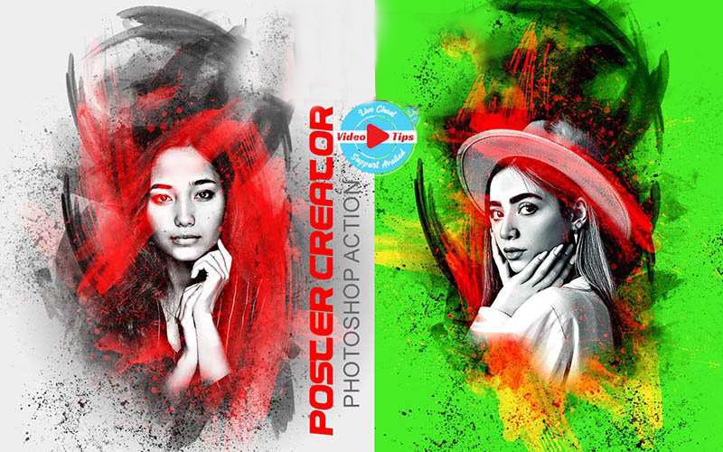 A collage of 2 photos of 2 girls, poster creator added.