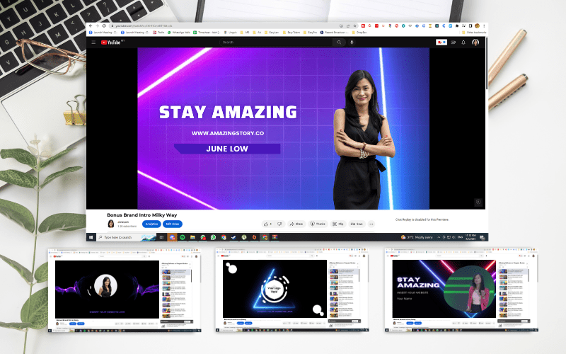 neon themed canva branding template in Canva Marketing templates bundle