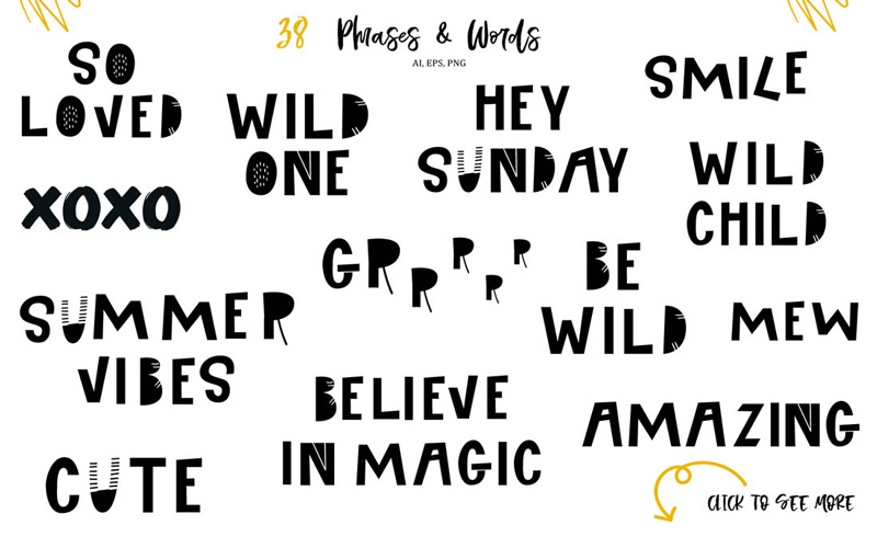 Kids Graphic Design Bundle Lettering