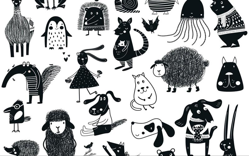 Kids Graphic Design- Black & White Characters