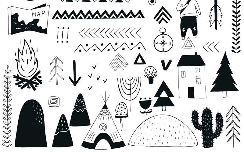 Kids Graphic Design Bundle - Black & White Elements