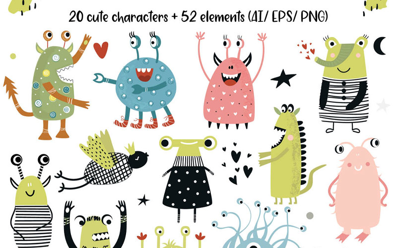 Kids Graphic Design Bundle - Characters & Elements