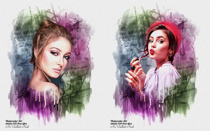 32 Editable Photo Effect Templates - Watercolor Templates