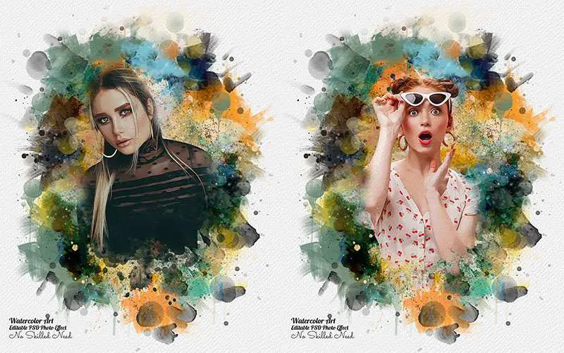 32 Editable Photo Effect Templates - Watercolor Templates