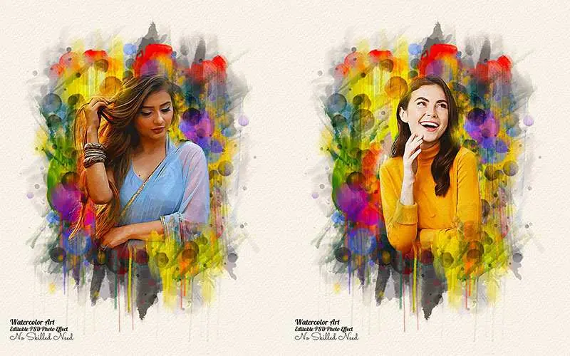 32 Editable Photo Effect Templates - Watercolor Templates
