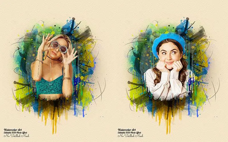 32 Editable Photo Effect Templates - Watercolor Templates