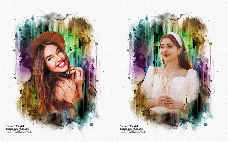 32 Editable Photo Effect Templates - Watercolor Templates