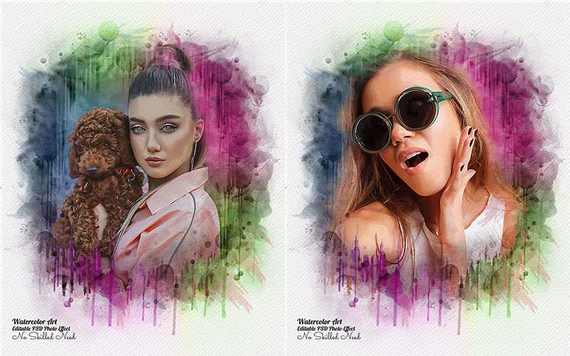 32 Editable Photo Effect Templates - Watercolor Templates