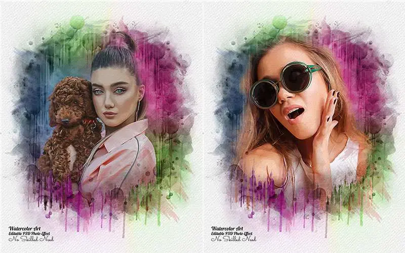 32 Editable Photo Effect Templates - Watercolor Templates