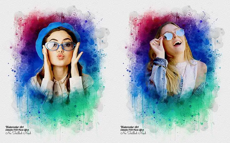 32 Editable Photo Effect Templates - Watercolor Templates