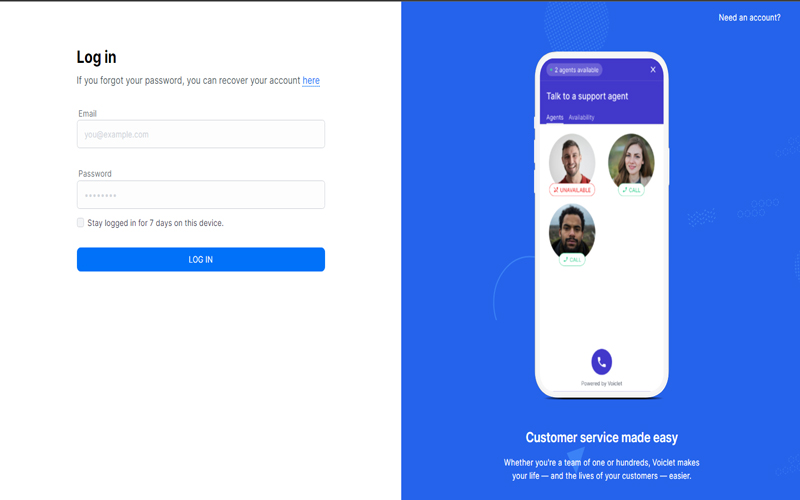 Voiclet - Login Page
