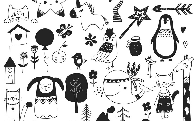 Kids Graphic Design Bundle - Black Elements