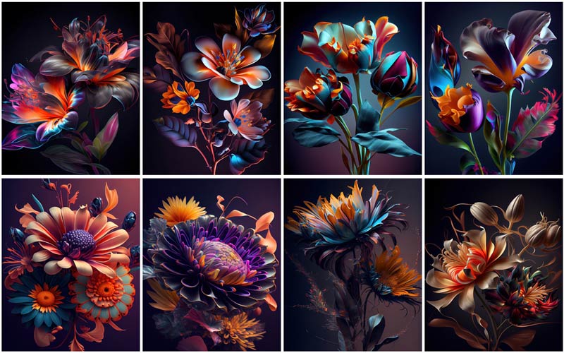 carousel showcasing diverse floral arrangements in vibrant colors and textures - flower arrangement images