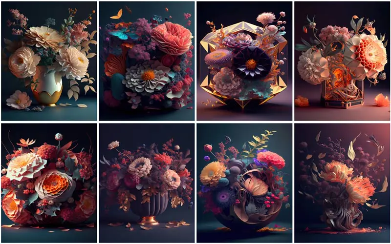 collage of photos flower arrangement images